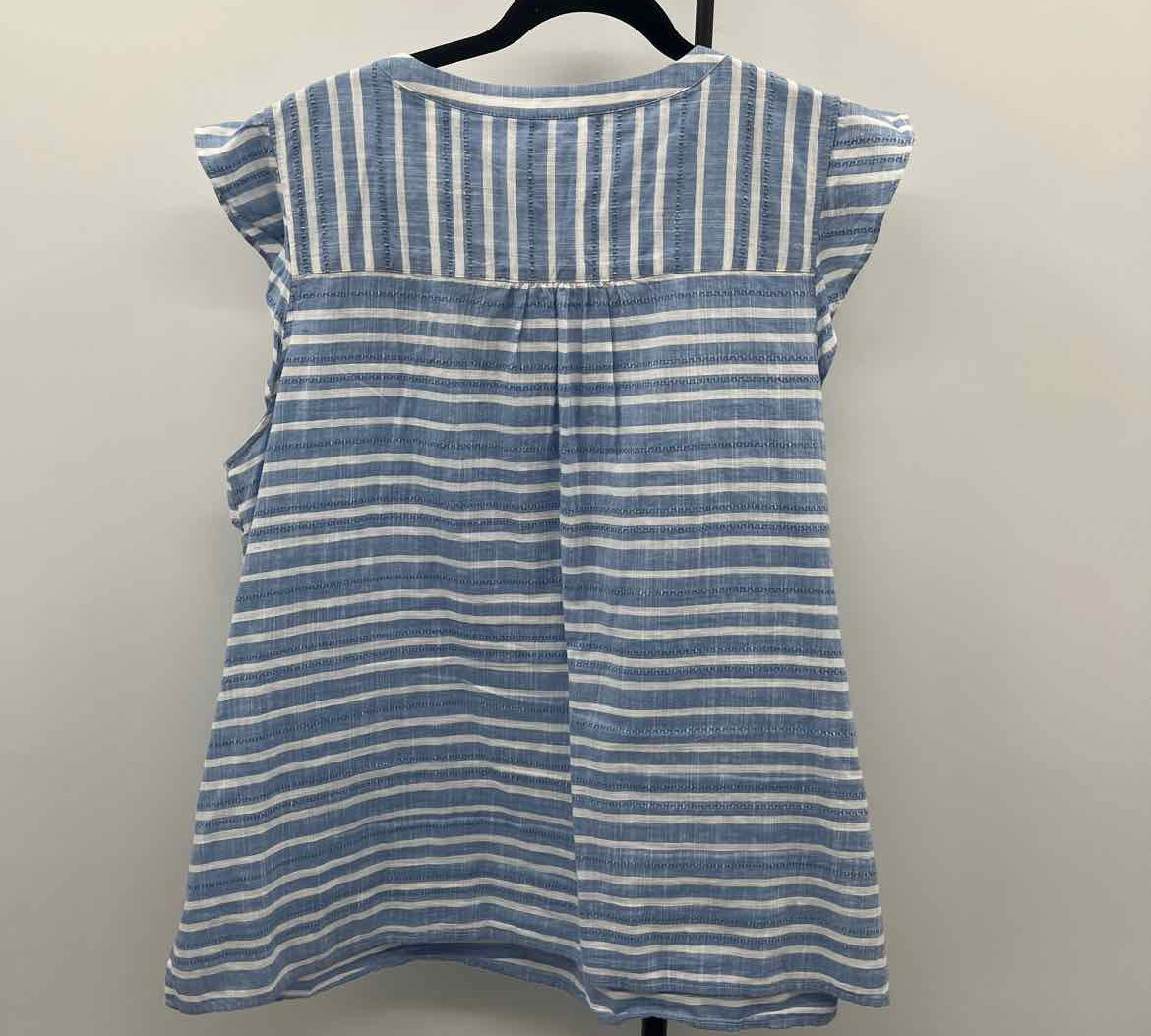 Talbots Women's Size 2X Blue Stripe Short Sleeve Shirt