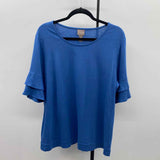 Chico's Women's Size XL Blue Solid Short Sleeve Shirt