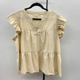 Easel Women's Size 1X Beige Solid Short Sleeve Shirt