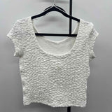 Maeve Junior's Size S White Textured Short Sleeve Shirt