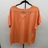 peace love world Women's Size 1X Peach Solid Short Sleeve Shirt