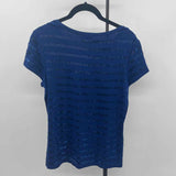 Ann Taylor Women's Size M Blue Sequins Short Sleeve Shirt