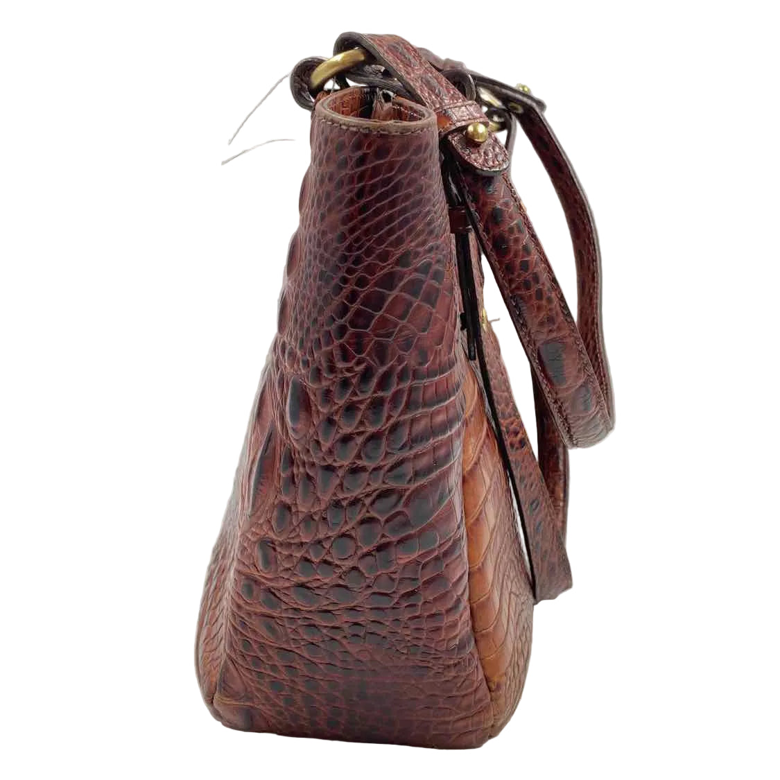 Side BRAHMIN Pecan Melbourne Brown Croc-Embossed COLLETTE Handled Shoulder Bag Purse