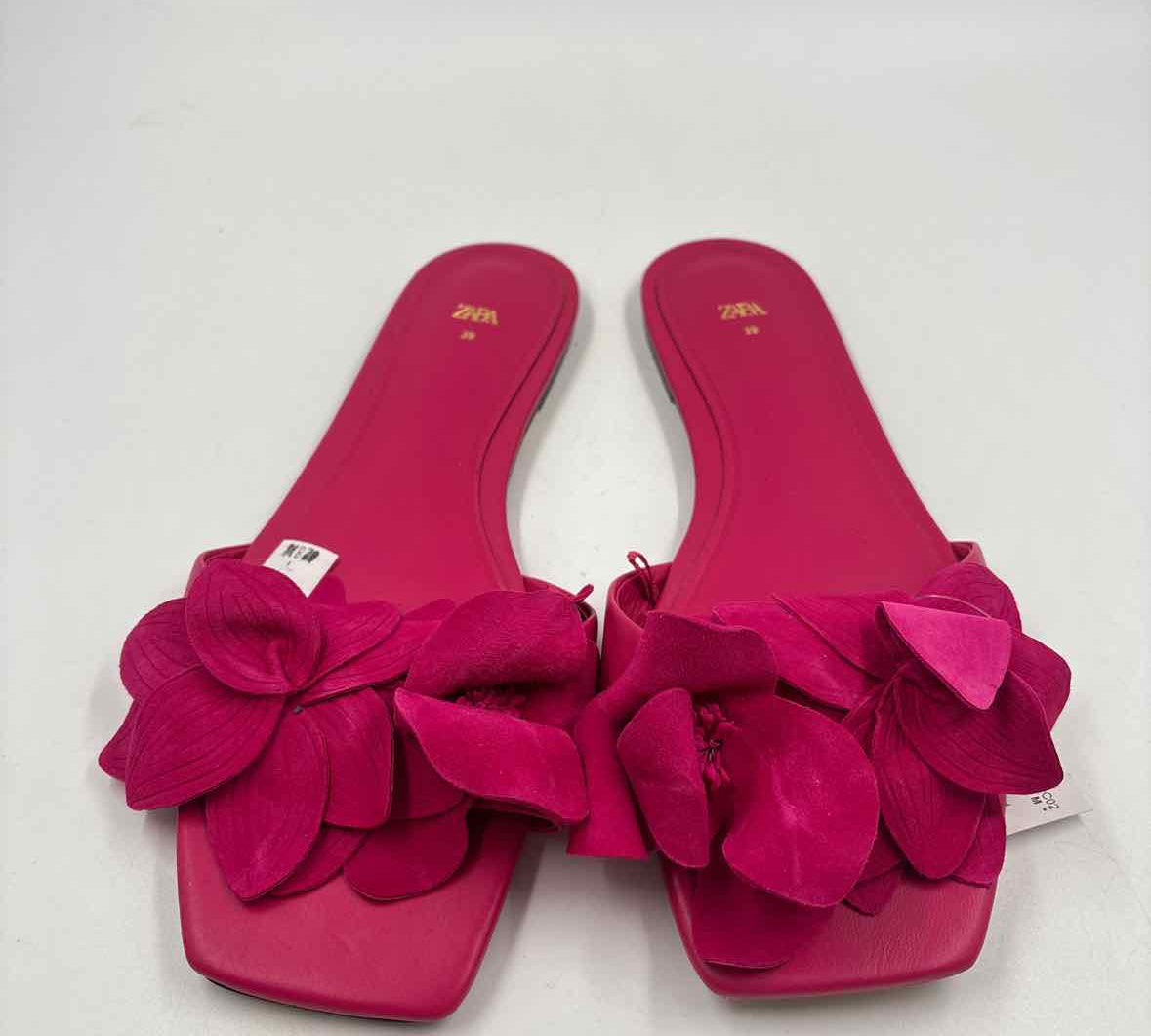 Zara Women's Shoe Size 9 Fuschia Floral Sandals