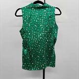 Ann Taylor Women's Size 10P Green Abstract Sleeveless Shirt