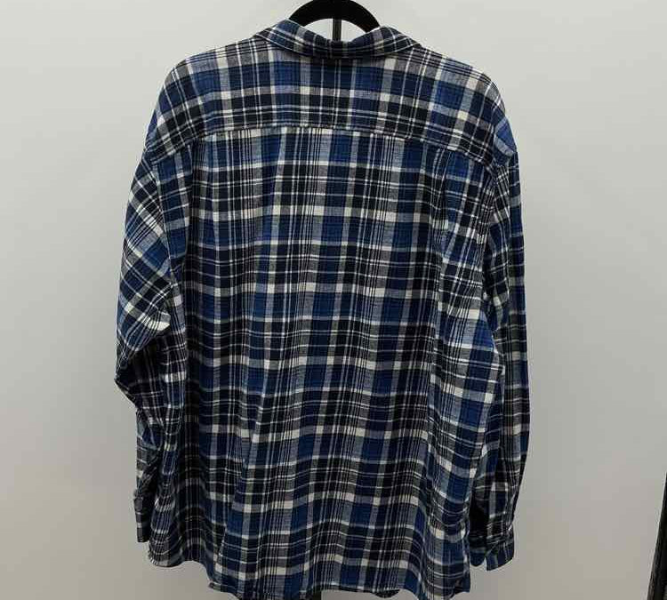 Blue Mountain Men's Size 2XL Blue Plaid Long Sleeve Shirt