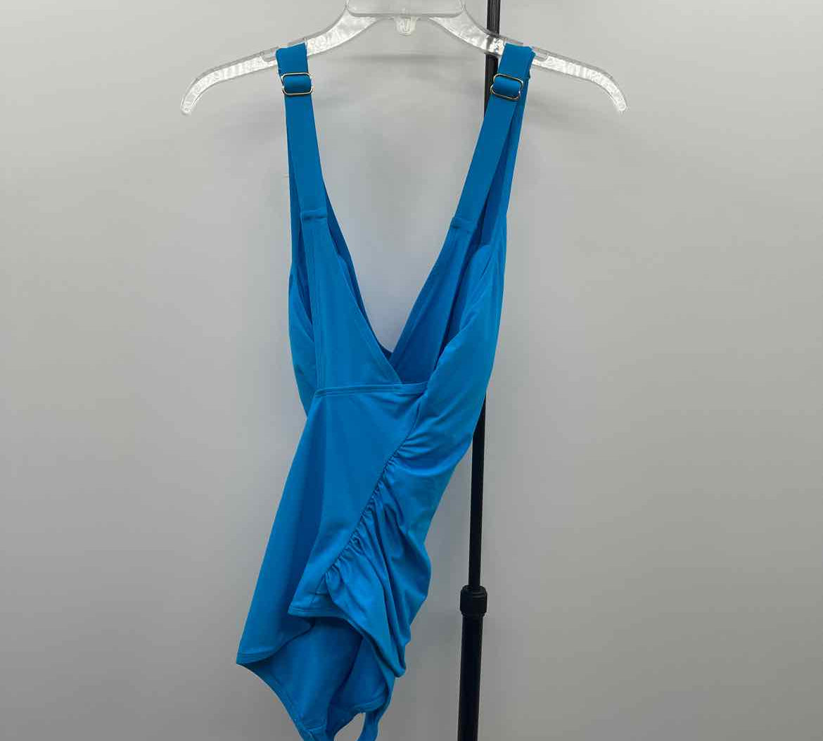 Anne Cole Women's Size 12 Turquoise Solid Swimsuit - 1 Piece