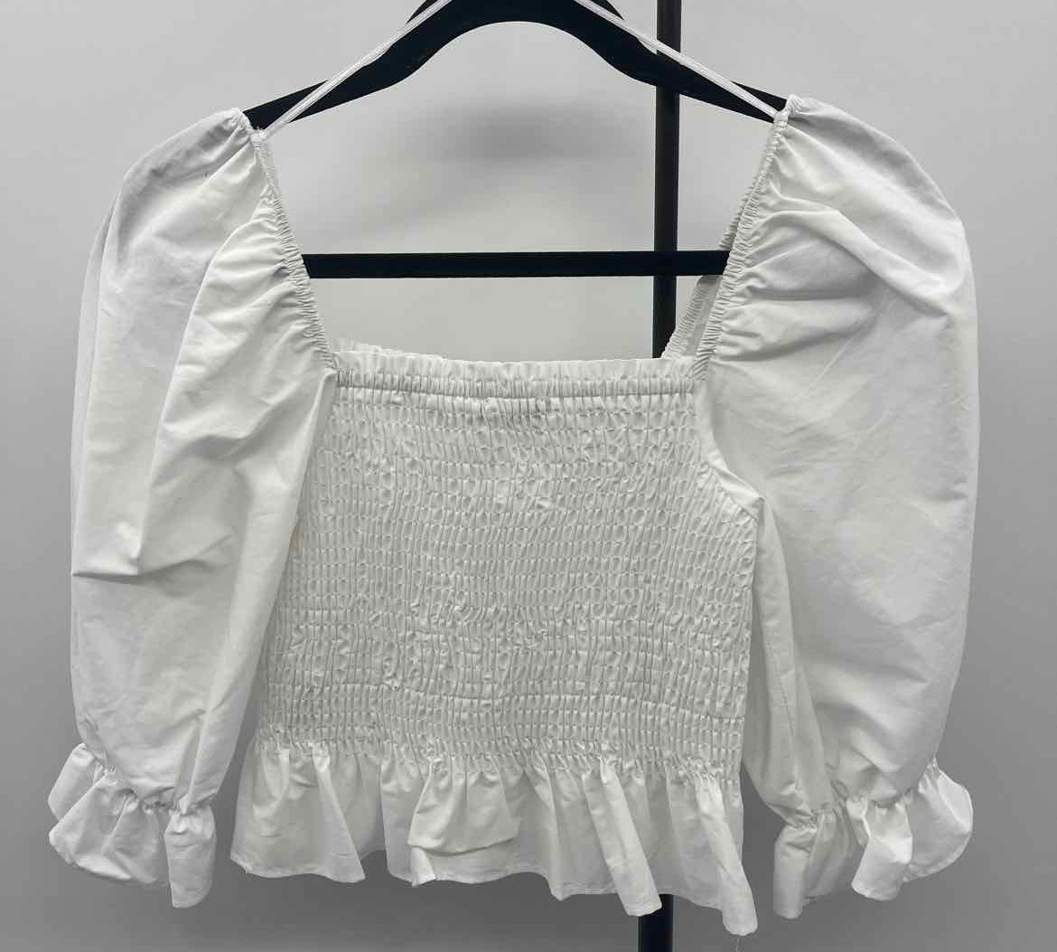 Zara Junior's Size M White Solid Long Sleeve Shirt