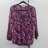Beachlunchlounge Women's Size M Navy Floral Long Sleeve Shirt