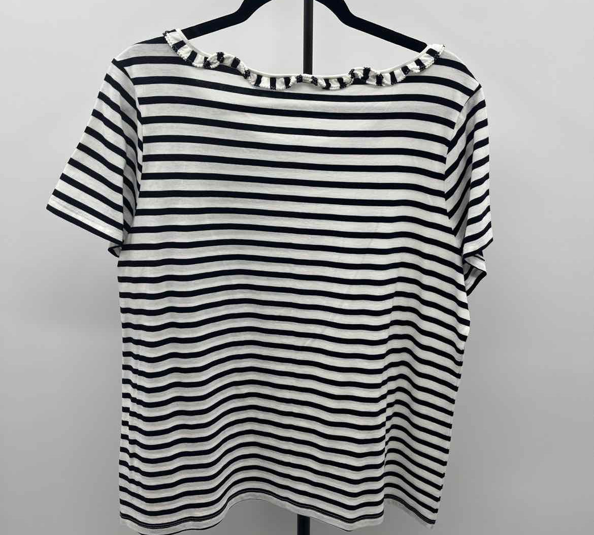 Talbots Women's Size 1X Black Stripe Short Sleeve Shirt