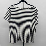 Talbots Women's Size 1X Black Stripe Short Sleeve Shirt