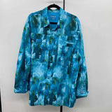 Reel Legends Men's Size XL Turquoise Abstract Long Sleeve Shirt