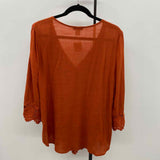 Venus Women's Size M Orange Textured Long Sleeve Shirt