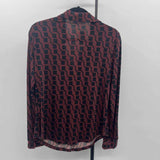 Tahari Women's Size L Bronze Geometric Long Sleeve Shirt