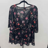 Torrid Women's Size 2X Black Floral Short Sleeve Shirt