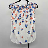 Ann Taylor Women's Size M White Floral Sleeveless Shirt