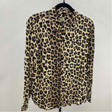 Alexander Jordan Women's Size S Ivory Animal Print Long Sleeve Shirt