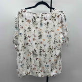 Tamara H Women's Size 1X White Floral Short Sleeve Shirt