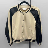 Anthropologie Junior's Size L Ivory Solid Bomber Jacket