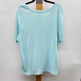 Talbots Women's Size 2X Aqua Solid Short Sleeve Shirt