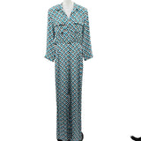 Diane Von Furstenberg Women's Size 8 Teal Geometric Jumper