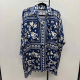 Corey Lynn Calter Women's Size XS Blue Floral Long Sleeve Shirt