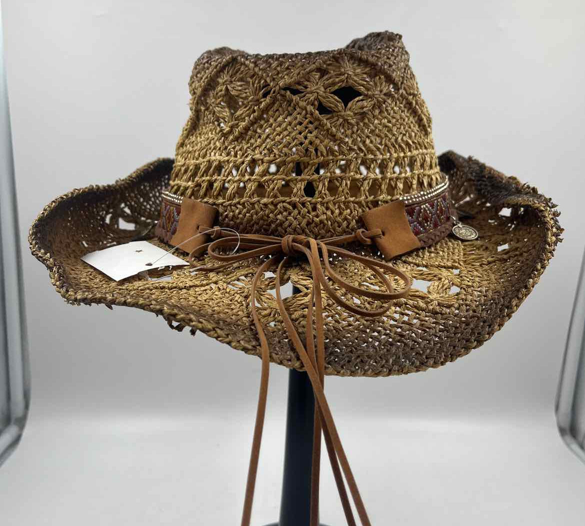 Unbranded Women's Brown Woven Cowboy Hat