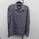 Untuckit Men's Size L Blue Checkered Long Sleeve Shirt