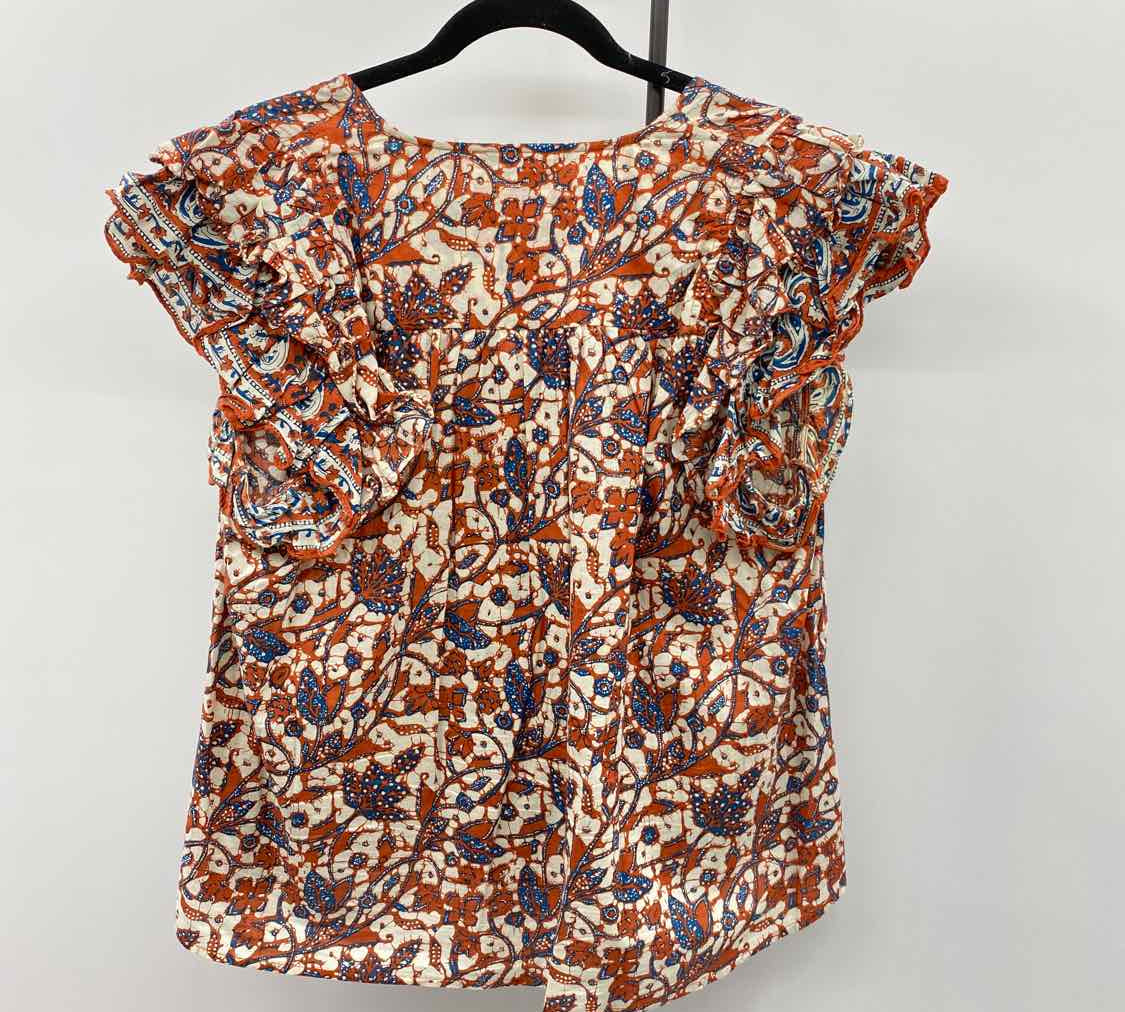 Love the Label Women's Size XL Rust Floral Short Sleeve Shirt