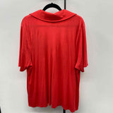 ava & viv Women's Size 2X Red Ribbed Short Sleeve Shirt