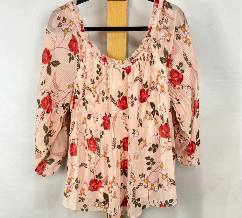 Lane Bryant Women's Size L Pink Floral Long Sleeve Shirt