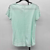 Chico's Women's Size S Mint Rhinestones Short Sleeve Shirt