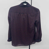 J Crew Women's Size XS Navy dotted Long Sleeve Shirt