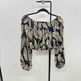 Fifteen Twenty Women's Size L Navy Leaf Long Sleeve Shirt