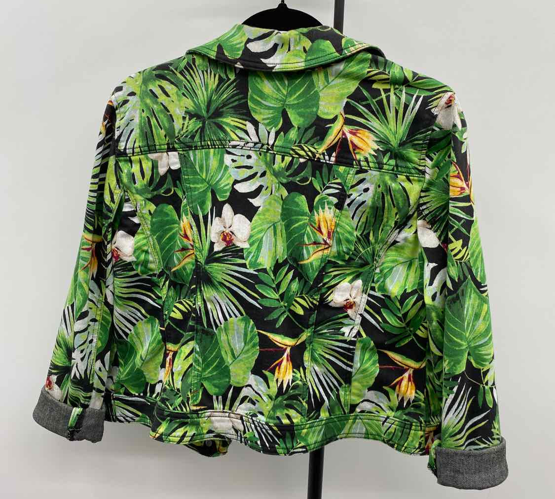 White House Black Market Women's Size M Green Floral Jacket