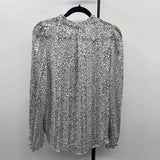 Maison d'Amelie Women's Size M White Spotted Long Sleeve Shirt