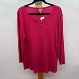 Chico's Women's Size L Pink Solid Long Sleeve Shirt
