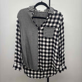 Beachlunchlounge Women's Size S Black Checkered Long Sleeve Shirt