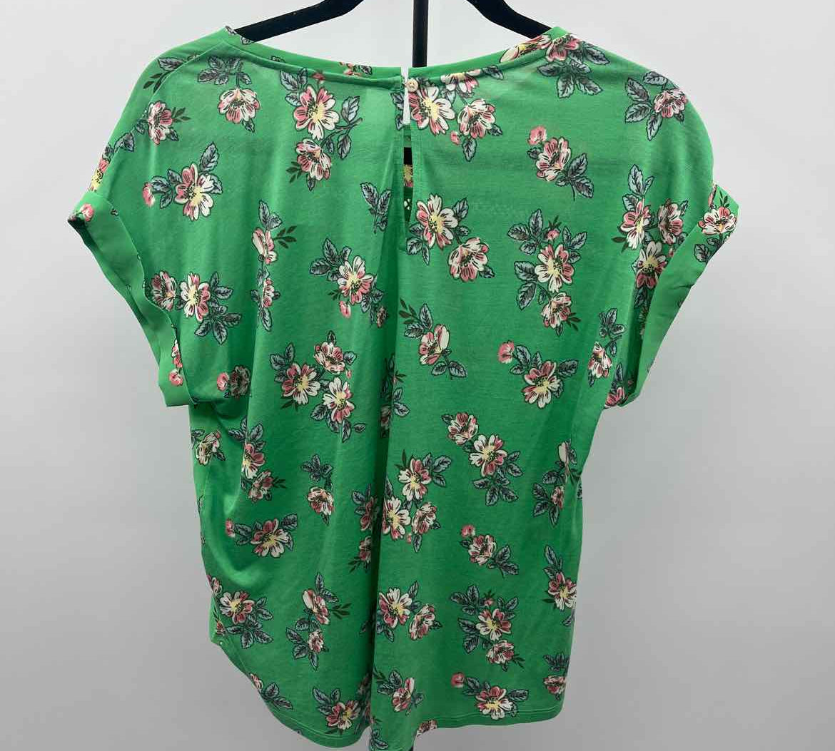 Loft Women's Size S Green Floral Short Sleeve Shirt