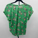 Loft Women's Size S Green Floral Short Sleeve Shirt