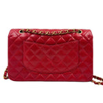 Back CHANEL Red Lambskin Leather MEDIUM CLASSIC DOUBLE FLAP Bag Purse