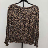 Loft Women's Size MP Black Floral Long Sleeve Shirt