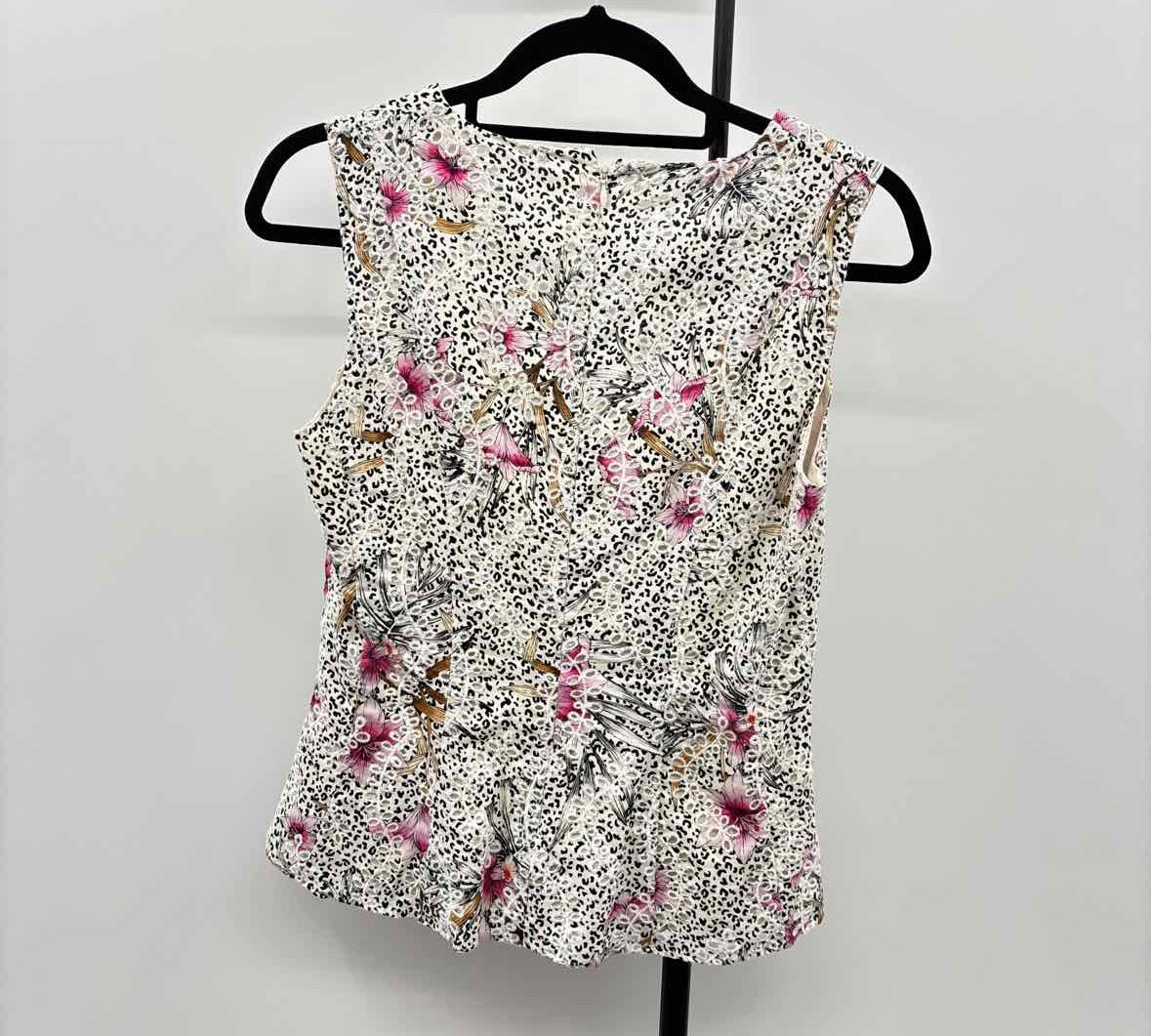 White House Black Market Women's Size XS Ivory Animal Print Sleeveless Shirt