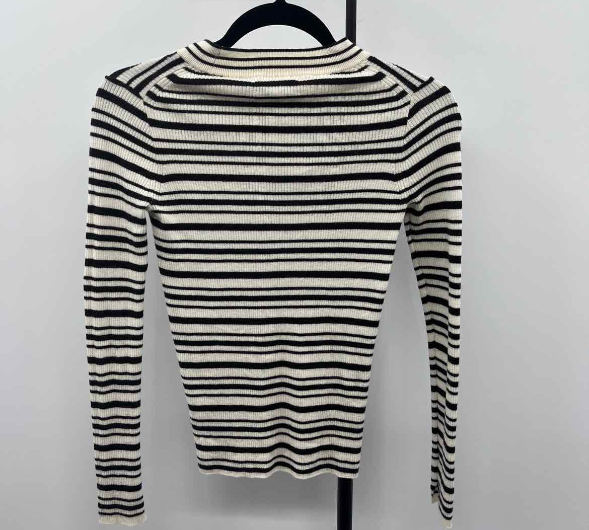 Madewell Junior's Size S Black Stripe Long Sleeve Shirt