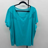 LIVI active Women's Size 3X Aqua Solid Short Sleeve Shirt