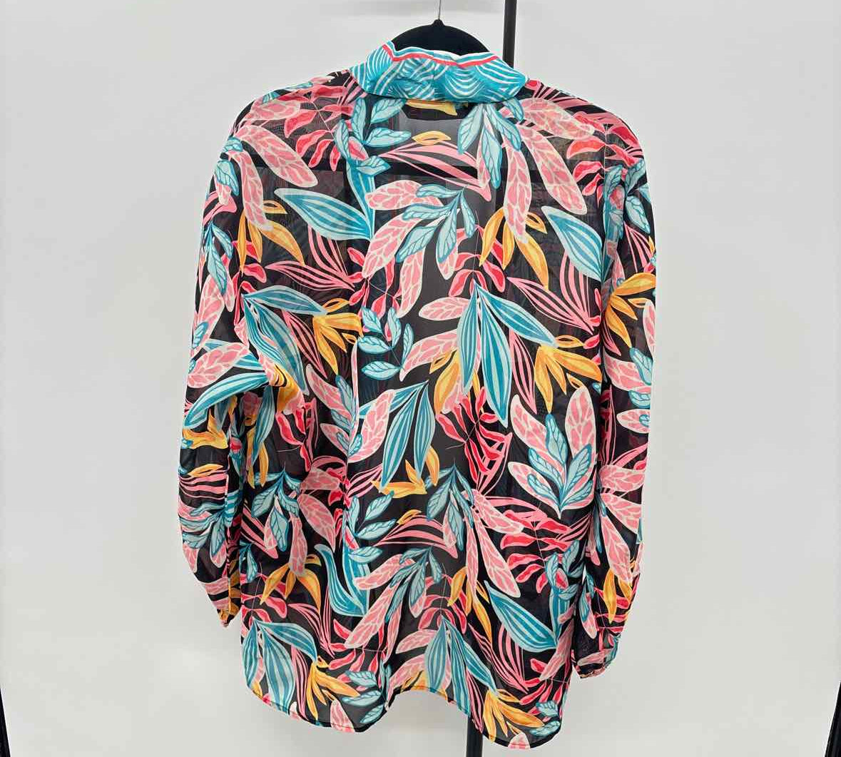 Colleen Lopez Women's Size M Black Floral Cardigan