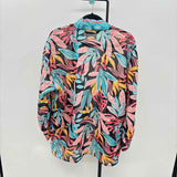 Colleen Lopez Women's Size M Black Floral Cardigan