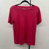 Chico's Women's Size M Pink Solid Short Sleeve Shirt