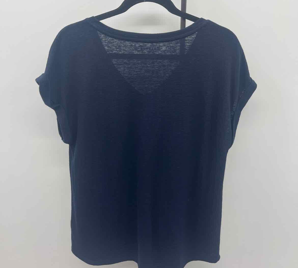 Talbots Women's Size L Navy Solid Short Sleeve Shirt
