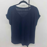 Talbots Women's Size L Navy Solid Short Sleeve Shirt